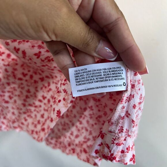 The Nine by Hatch Pink Floral Maternity Shirt Medium Short Sleeve - Picture 3 of 6